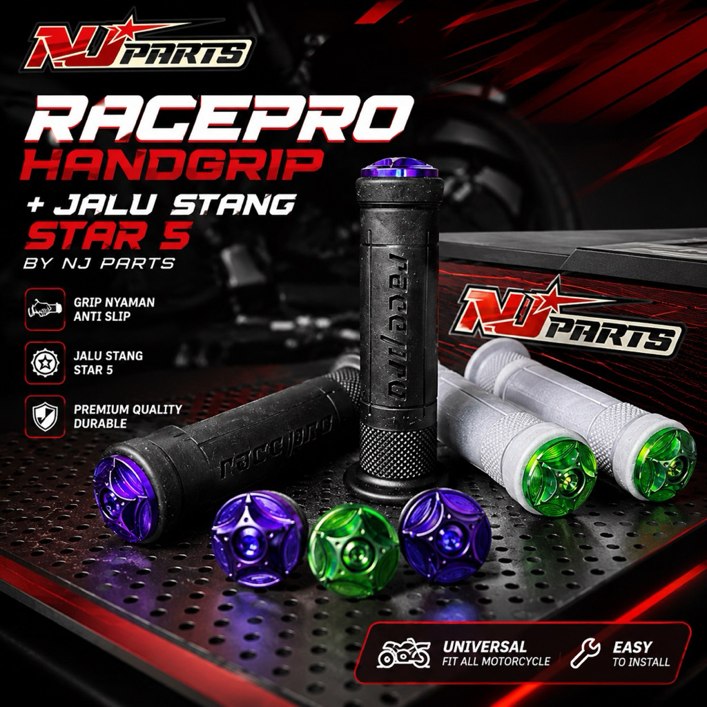 แพ็คเกจหรูหราปลอกมือ racepro + เดือยแฮนด์ไทเทเนียมสตาร์ 5 โดย nj part
