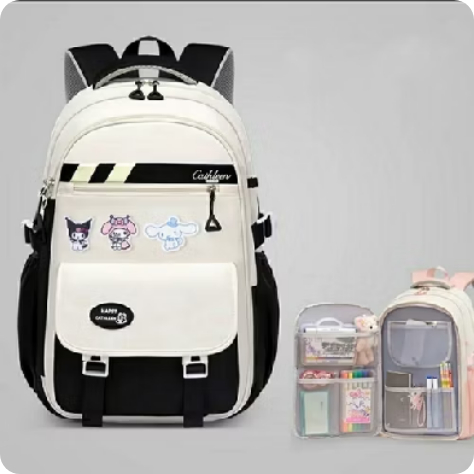 Girls School Backpack - Character School Backpack (Kuromi-Cinnamoroll-Melody)