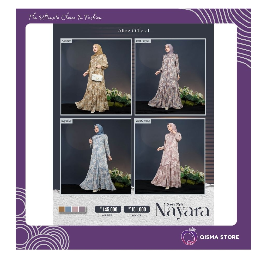 ราคาดีที่สุด// NAYARA DRESS STYLE 1 & STYLE 2 BY ALINE/ QISMASTORE
