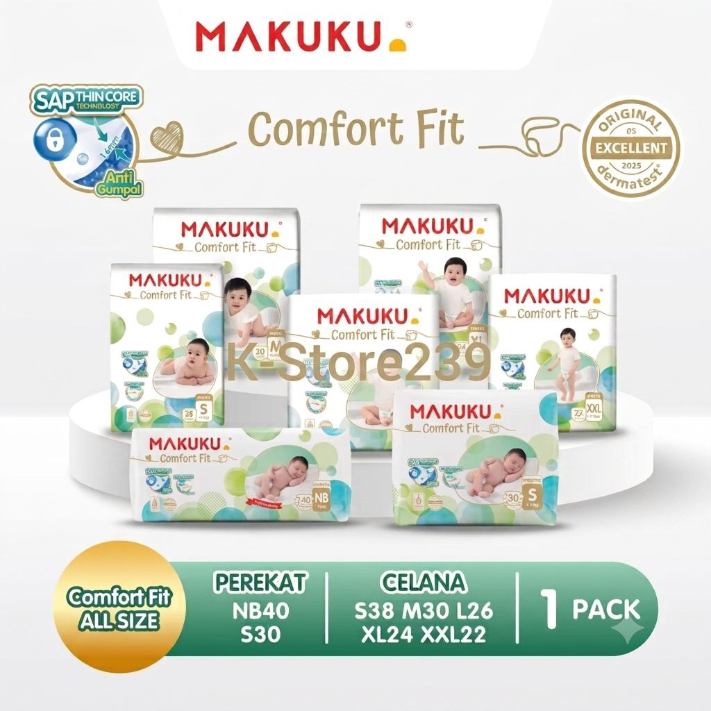 Makuku Comfort Fit ผ้าอ้อม M30 L26