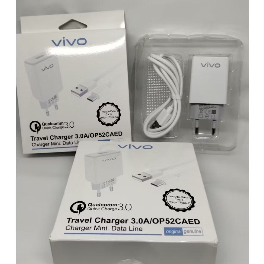 Travel Charger 3.0A Vivo Micro Usb Cable + Adapter Branded Fullset จําหน่าย Charger V, Y