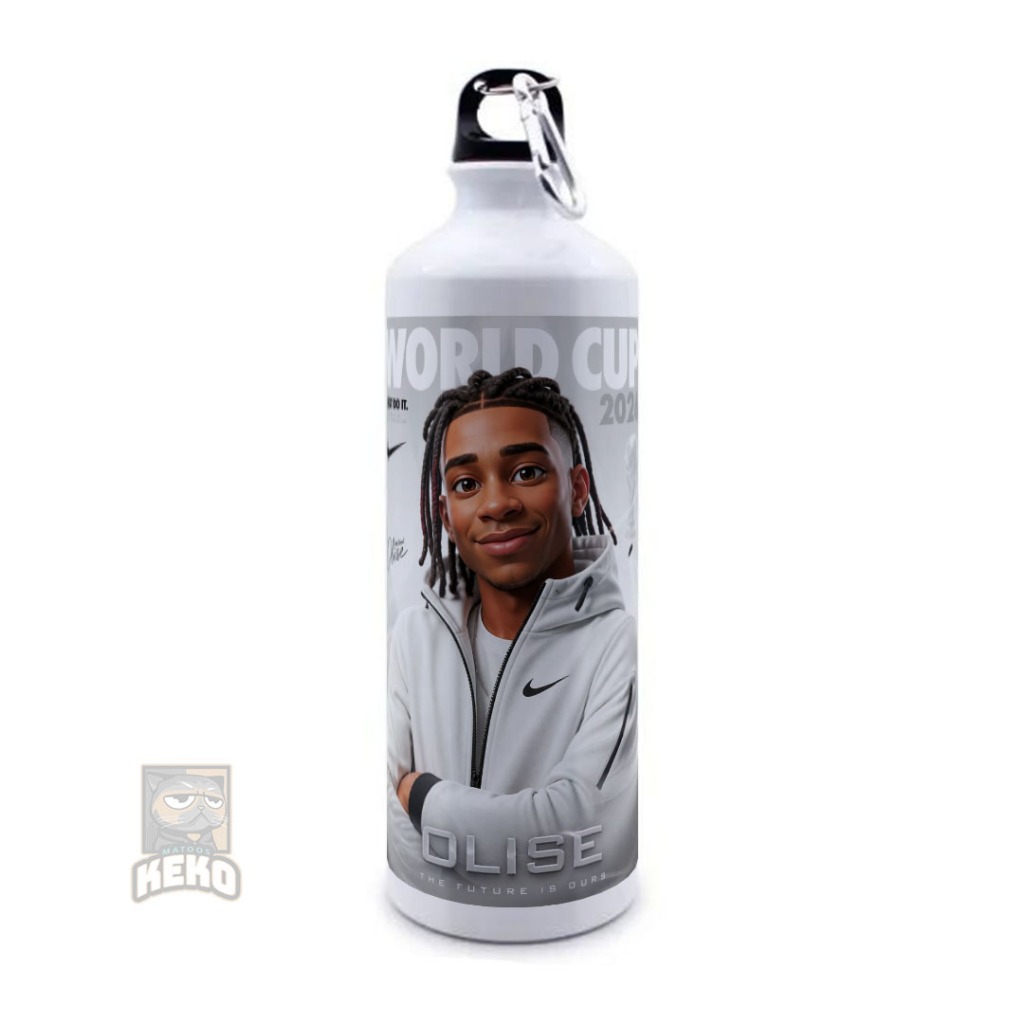 Michael Olise 3D Cartoon Portrait Rising Football Star Sport Bottle