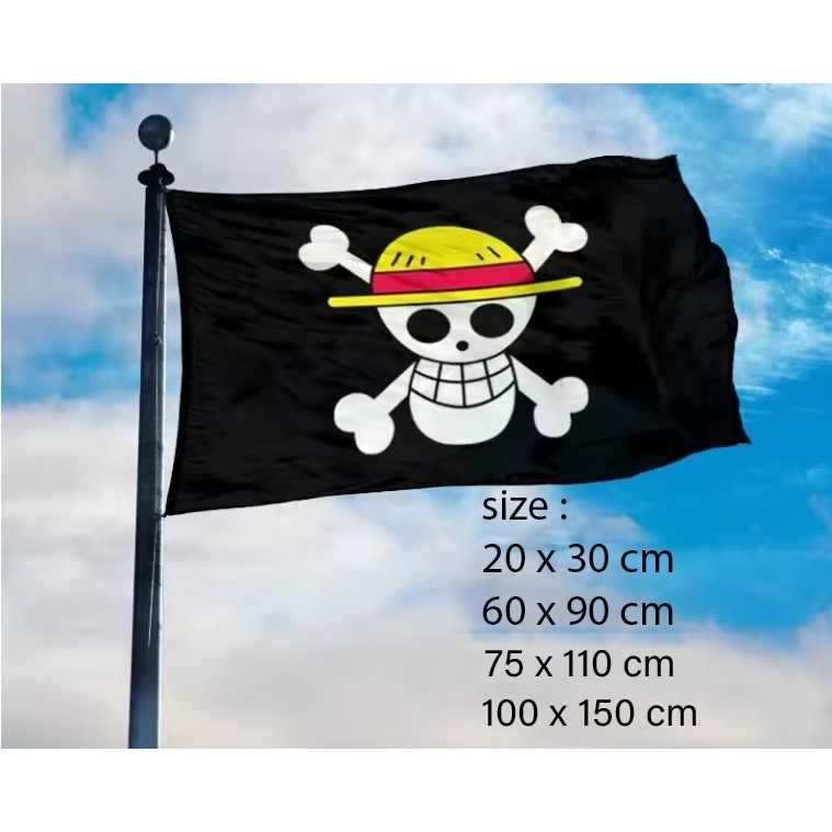 ONE PIECE JOLLY ROGER PIRATES FLAG STRAW HAT MUGIWARA D LUFFY