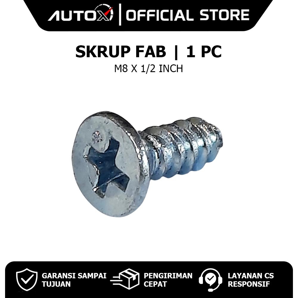 1 PC FAB สกรู M8 x 1/2 นิ้ว Self Tapping สกรู Harden Phillips Bolt Bolt Bolt หัวแบน F + AB 8 มม. x 1