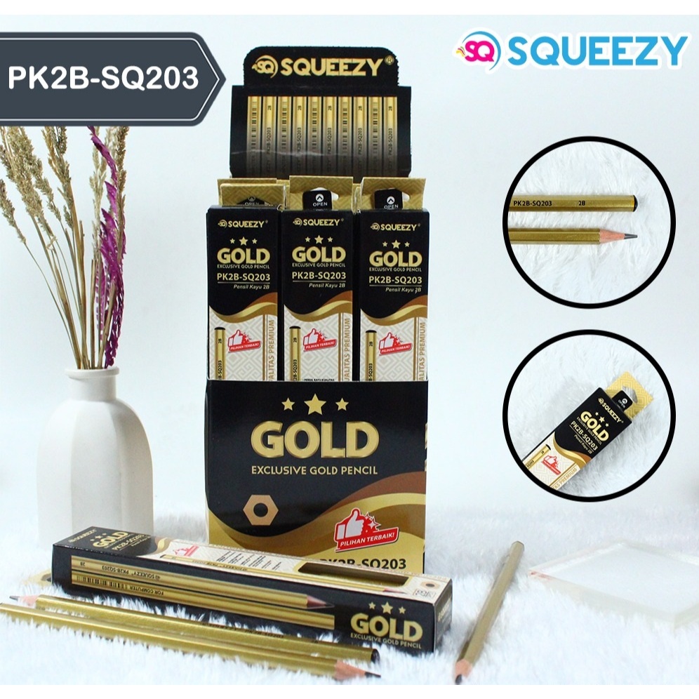 Squeezy Pencil 2B Premium GOLD PK2B-SQ203 (1 แพ็ค)