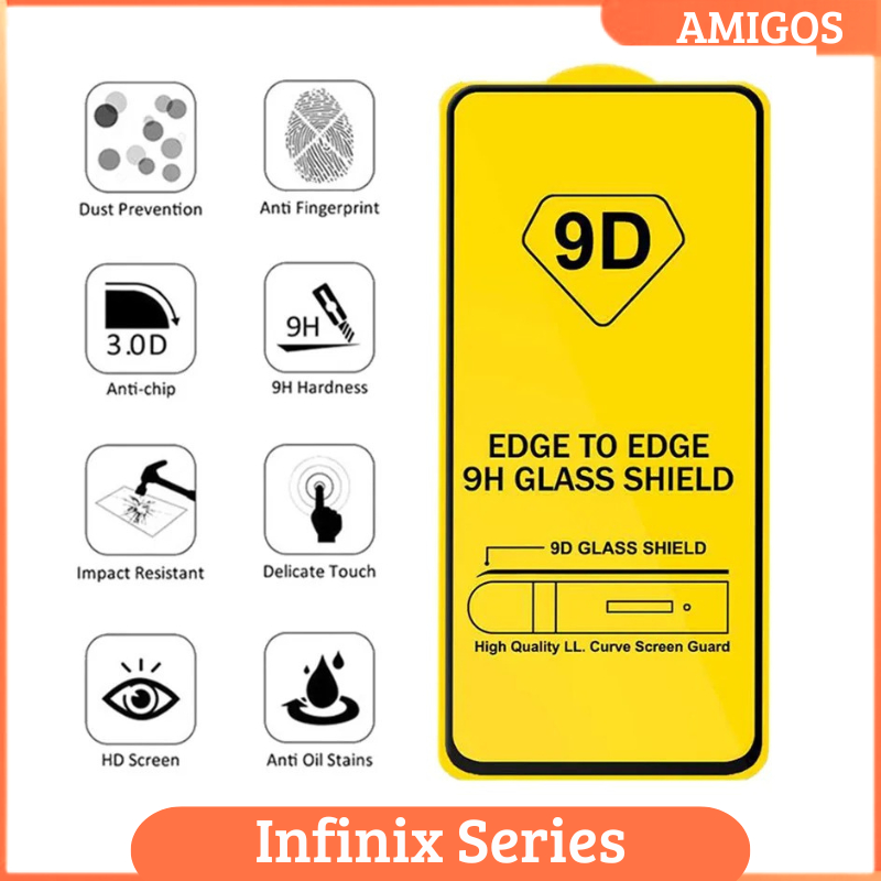 LAYAR กระจกนิรภัย 9D Infinix Smart 6 5 Zero 20 Note 12 12i 6 9 Play 7 Lite H0t 10 12 Pro 11S 9 8 8i 