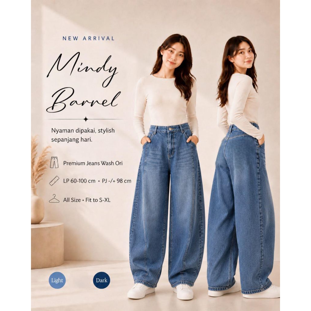 กางเกงผู้หญิง Mindy barrel