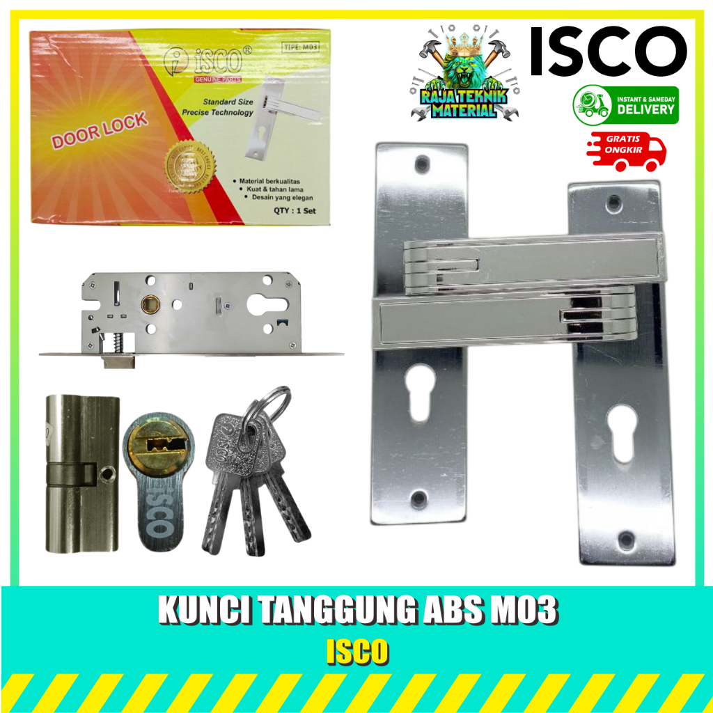 ล็อคประตู ISCO ABS Series (M03 / M06 / M09) – ครบชุดพร้อมกระบอกและกุญแจ
