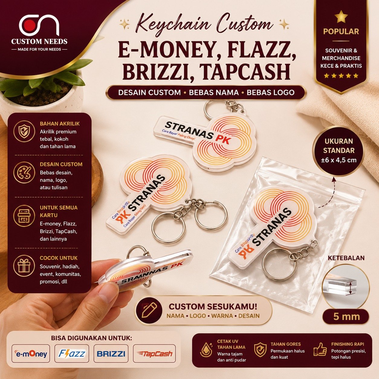 GANTUNGAN Custom Emoney KeyChain / Custom Free Charm / Custom Emoney KeyChain