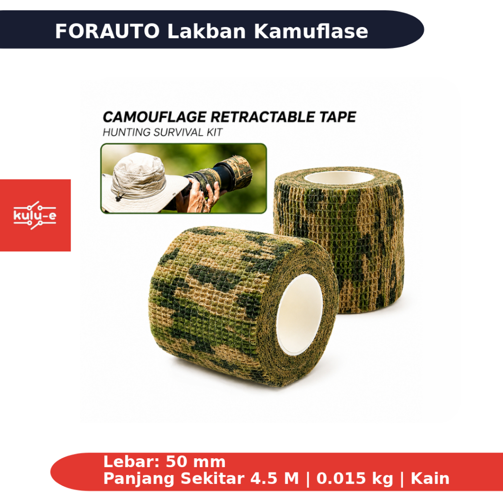 FORAUTO Camouflage Cohesive Bandage Tape การล่าสัตว์ 4.5M H10 Camouflage 50 มม.