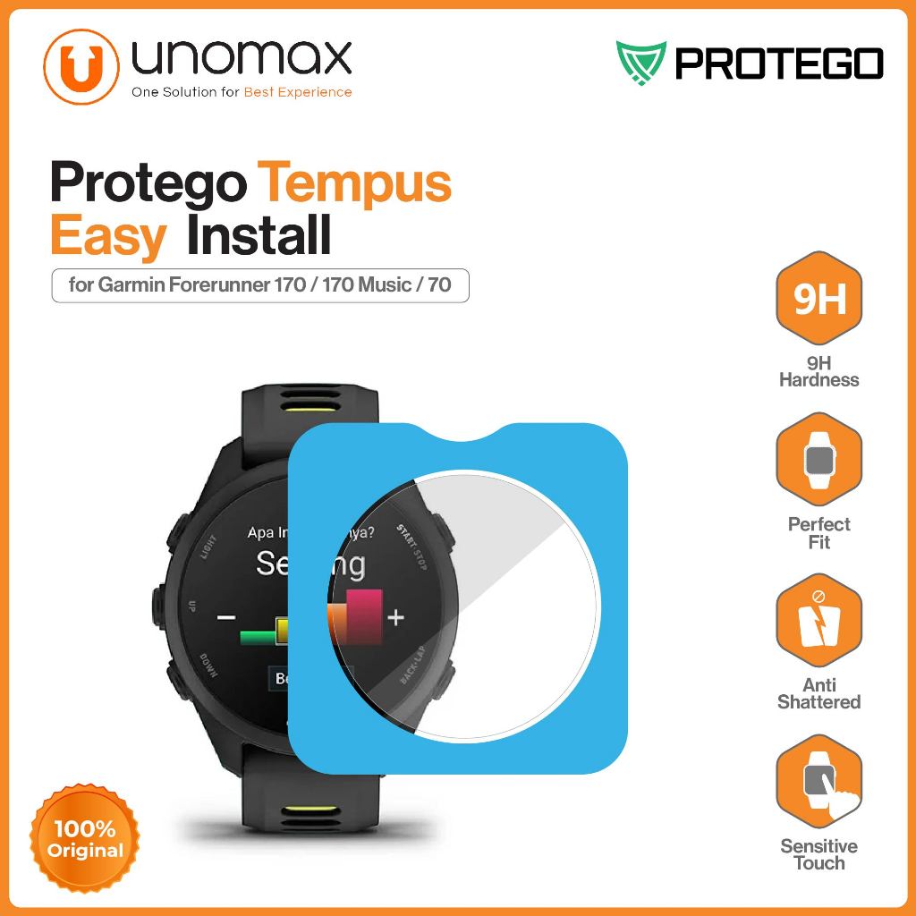 กระจกนิรภัย Garmin Forerunner 170 / 170 Music / 70 Protego Temple Glass Screen Protector