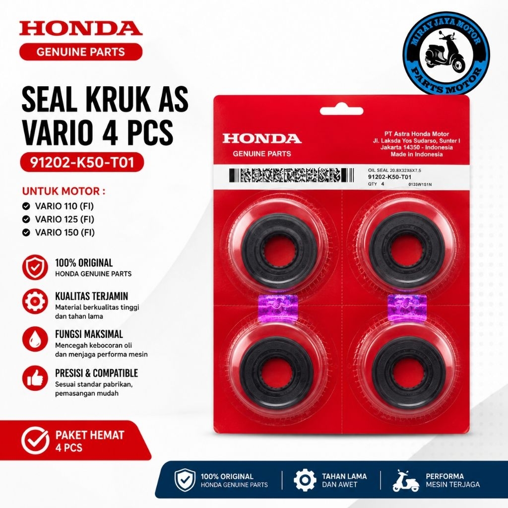 91202-K50-T01 SAVING PACKAGE สําหรับ VARIO CRANK AXLE SEAL 4 ชิ้น VARIO 125