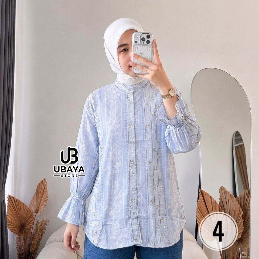 เสื้อRAYON BLOUSE สําหรับผู้หญิง ALYSA พร้อมดอกไม้ทันสมัย MOTIF