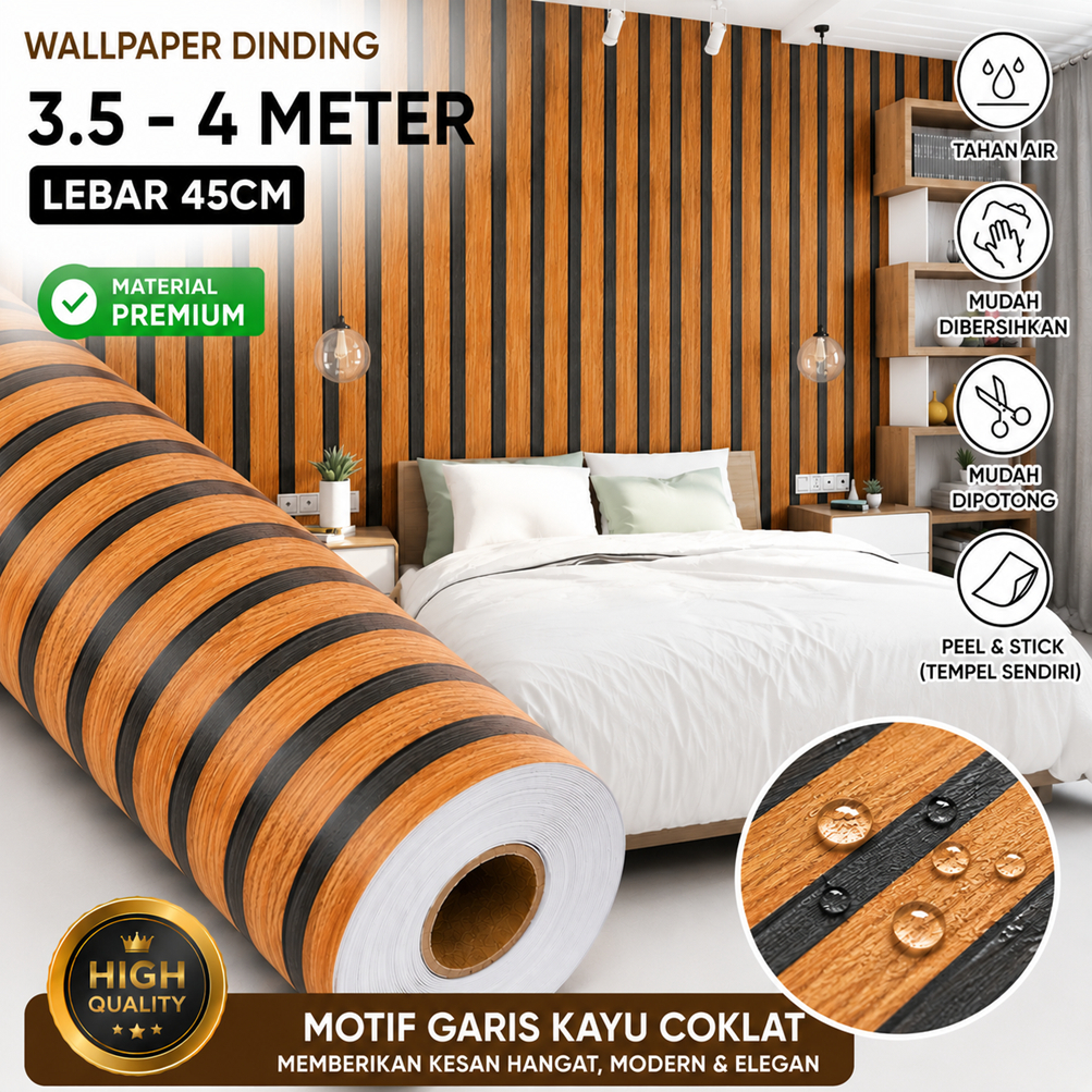 WHOLESALE ASEMKA - BLACK BROWN PANEL WALLPAPER 3.5M TO 4M x 45CM