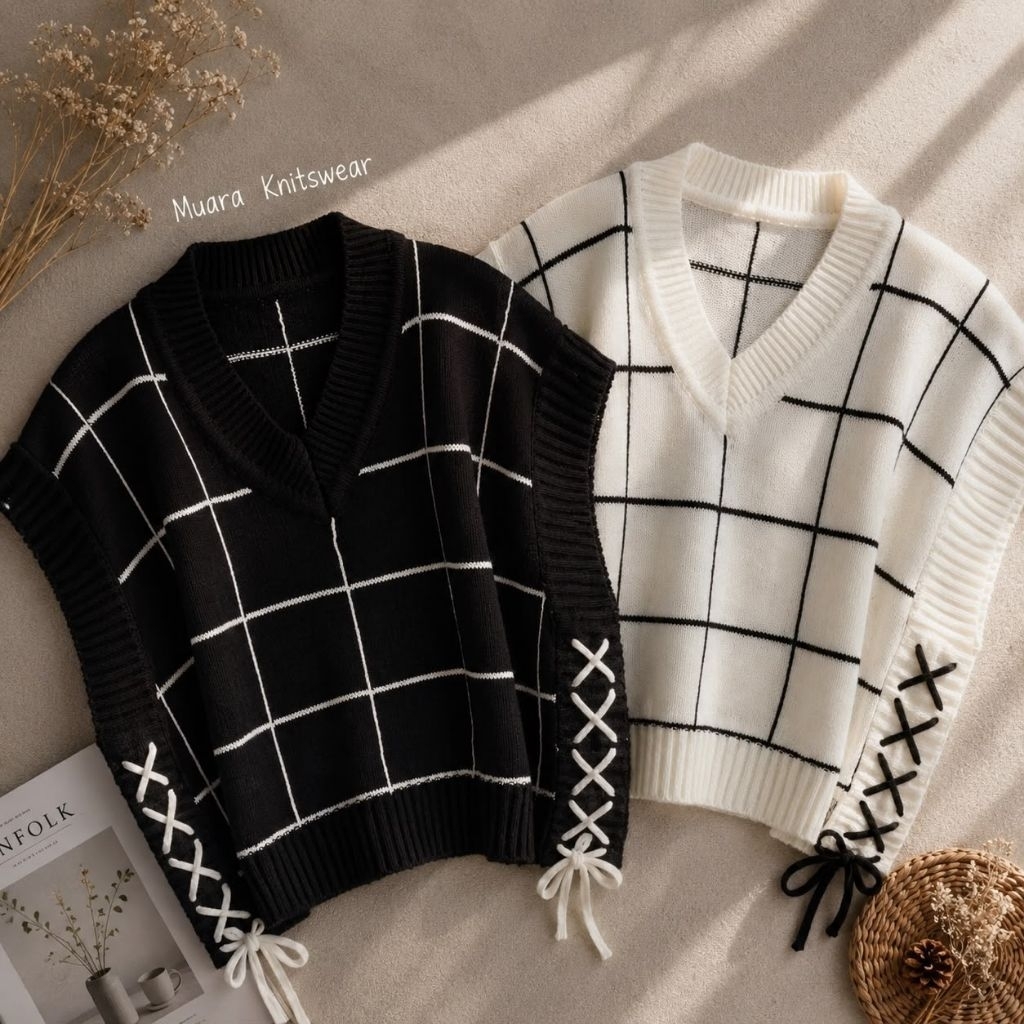 MUARA KNITSWEAR VEST กระเป๋าผู้หญิง KNIT VEST พร้อมสายรัดด้านข้าง