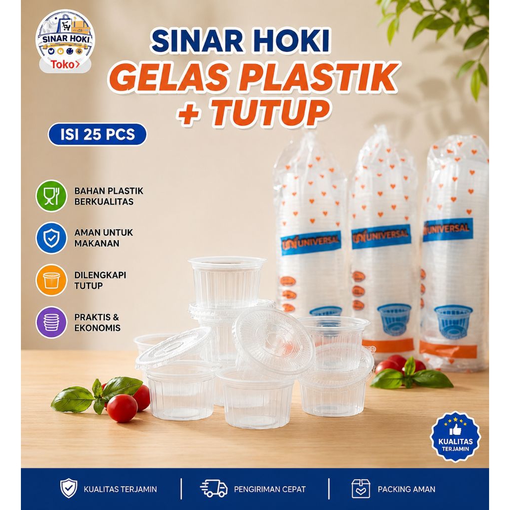 ถ้วยพลาสติกใส 60 มล. + ฝาปิด เนื้อหา 50 ชิ้น ถ้วยเยลลี่ / พุดดิ้ง 60 มล. (SN168)