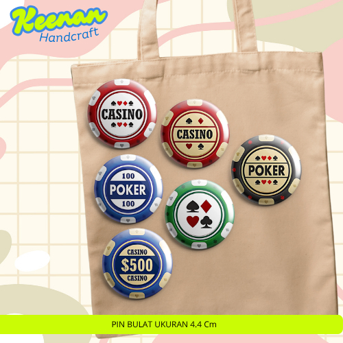 MERAH HIJAU Casino Poker Coin Round Pin ขนาด 4.4 Cm Card Motif สีแดง น้ําเงิน เขียว