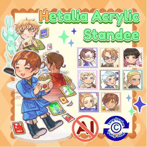 [ใหม่ : Dirrga, Abel, Matthew, Elizabetha, Yao] Hetalia Fanmerch Acrylic Standee | พัดลมสินค้าอะคริลิค Standee Hetalia (ITA, GER, JPN, ENG, AUS, USA, RUS, CRU, FRA, SPA)
