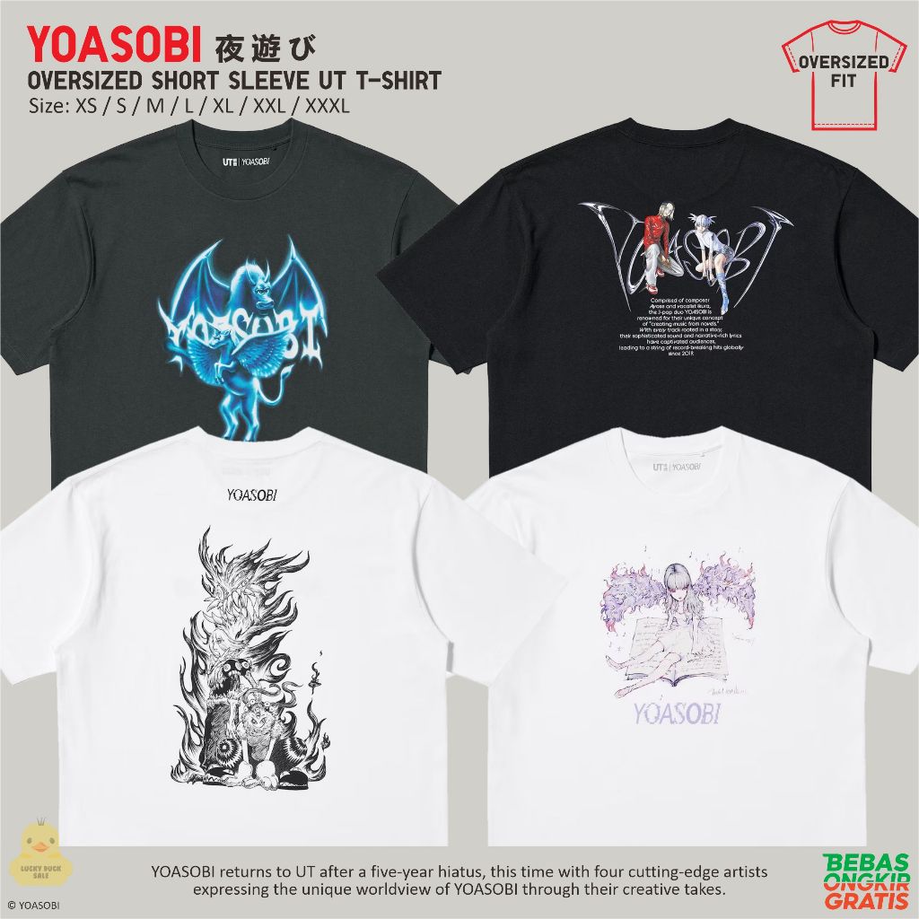 KATUN UNIQLO Yoasobi UT เสื้อ Qingyi เสื้อยืดผ้าฝ้ายขนาดใหญ่ Unisex ญี่ปุ่น Pop Ayase Ikura เพลง Yas