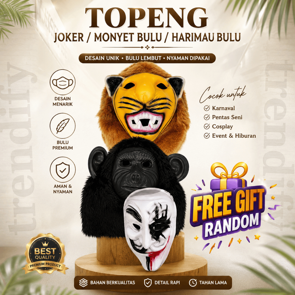 อินเทรนด์_CHEAPEST หน้ากากลิงเสือ หน้ากากขนสัตว์ joker hacker