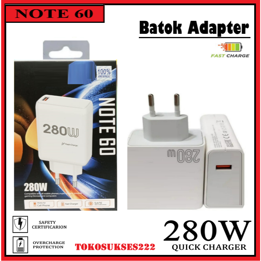 อะแดปเตอร์ Batok สําหรับ RLME NOTE 60 Fast Charger 280W SUPERDART Batok Head Hp Fast Charging