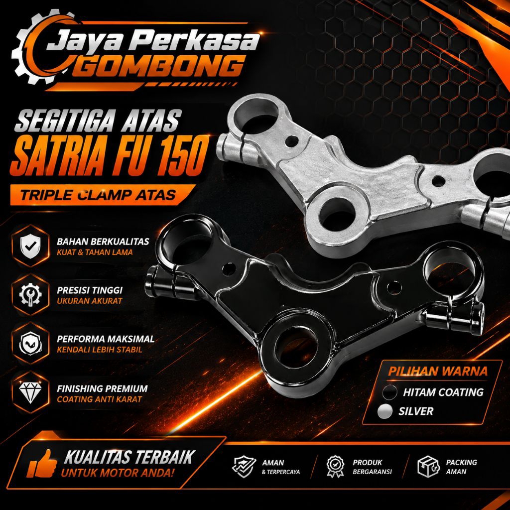 UPPER TRIANGLE SATRIA FU 150 TRIPLE CLAMP UPPER RAJAWALI SATRIA FU 150 SELANG 150 RAIDER 150 FU BARO