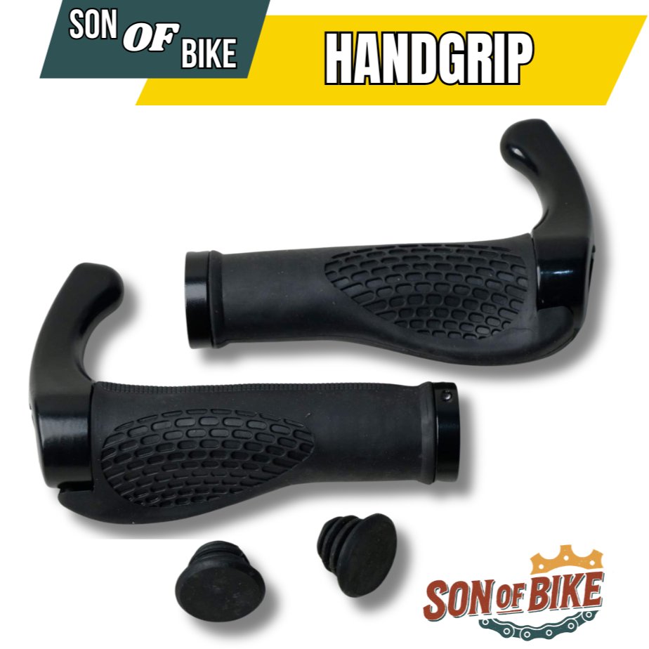 Universal 22.2mm Ergonomic Bike Grip MTB BMX Road Bike Touring พร้อมปลายบาร์สีดํา