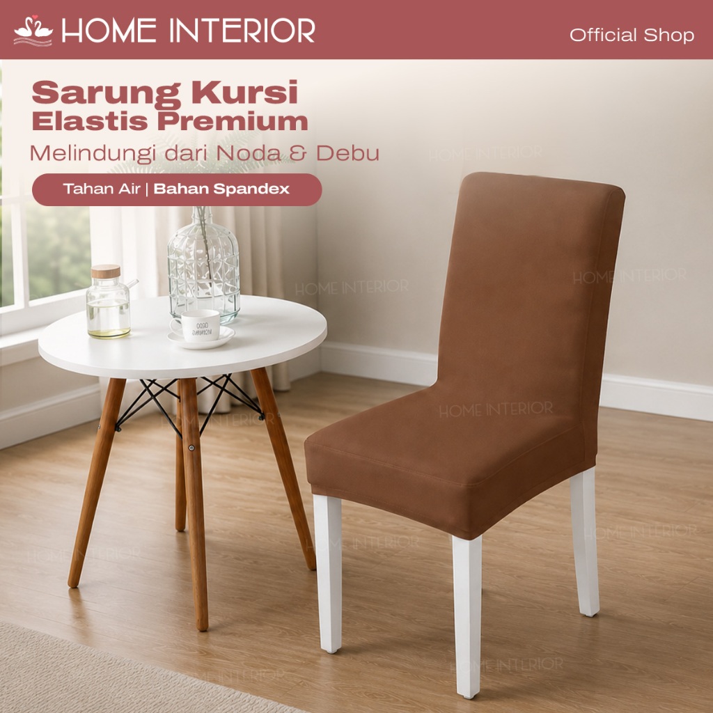 HOMEINTERIOR ผ้าคลุมเก้าอี้รับประทานอาหารแบบยืดหยุ่นยืด Premium Spandex ธรรมดากันน้ํากันฝุ่นเก้าอี้ 