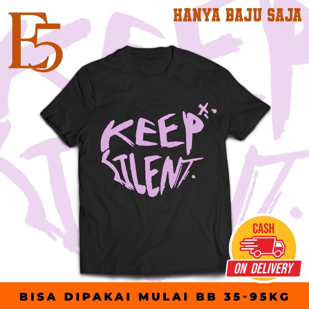 เสื้อยืดผู้ใหญ่สําหรับผู้ชายและผู้หญิงพร้อม KeepSilent Purple Motif วัสดุพรีเมียม Cool Combed 24s