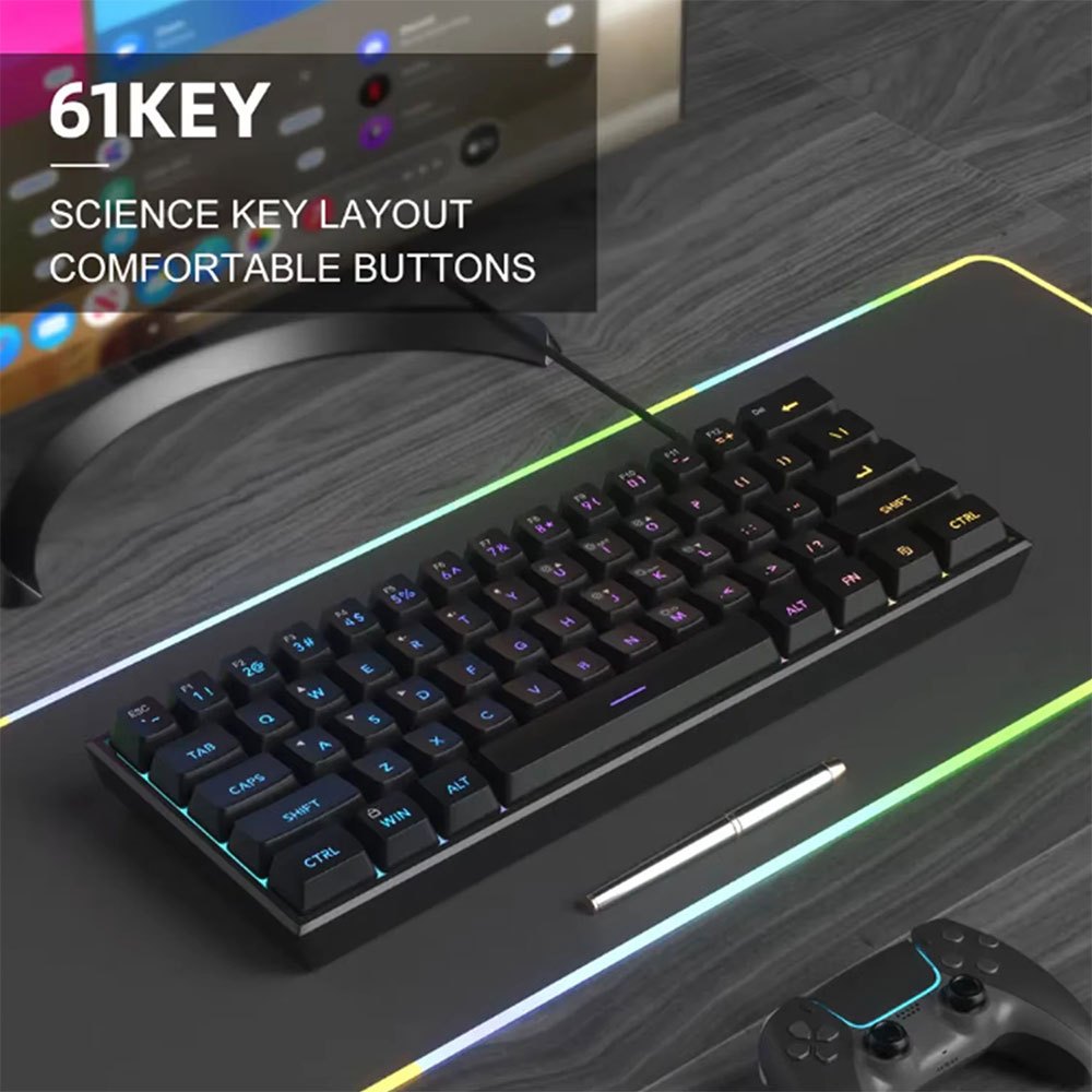 KOOO MK-61 RGB Mechanical Red Switch แบบมีสาย 61 คีย์คีย์บอร์ดเกม