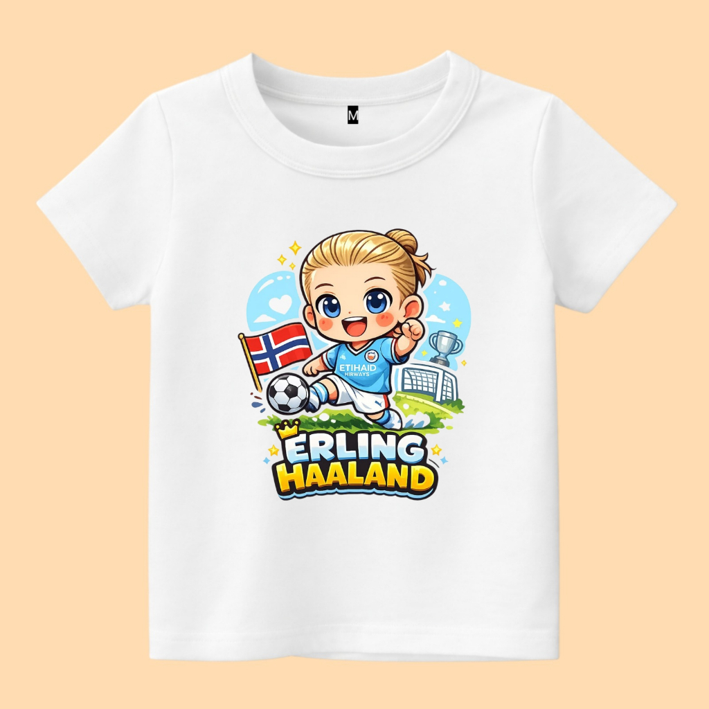 เสื้อยืดเด็กภาพตัวละคร chibi erling haaland