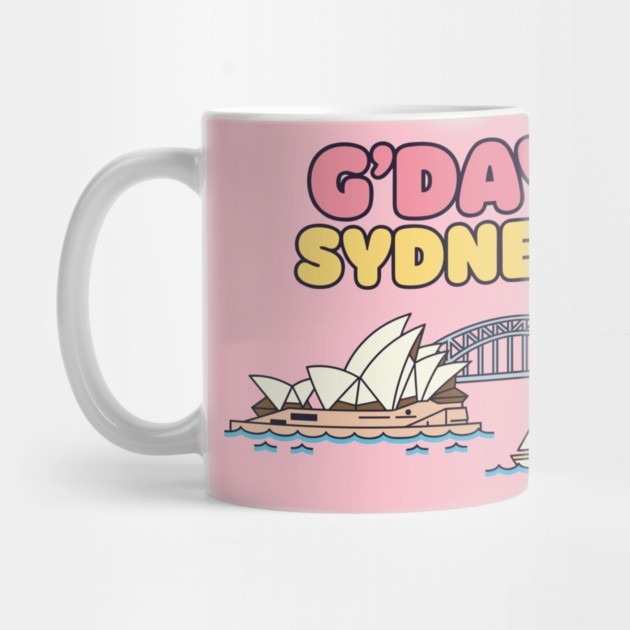 Gday Sydney Cartoon Skyline Design - แก้วน้ําชา Sydney Australia