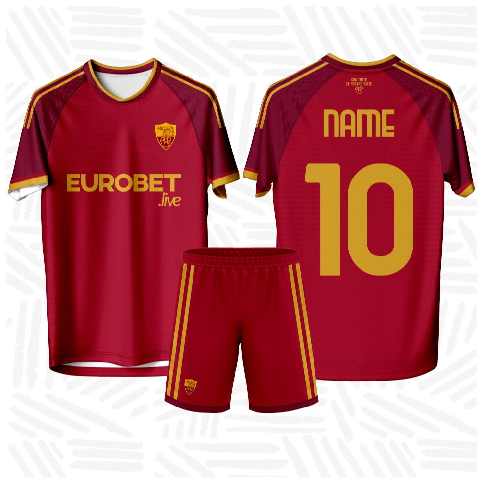 AS ROMA HOME JERSEY 26-27 พิมพ์เต็มฟรีชื่อและผลตอบแทนหมายเลขกลับ