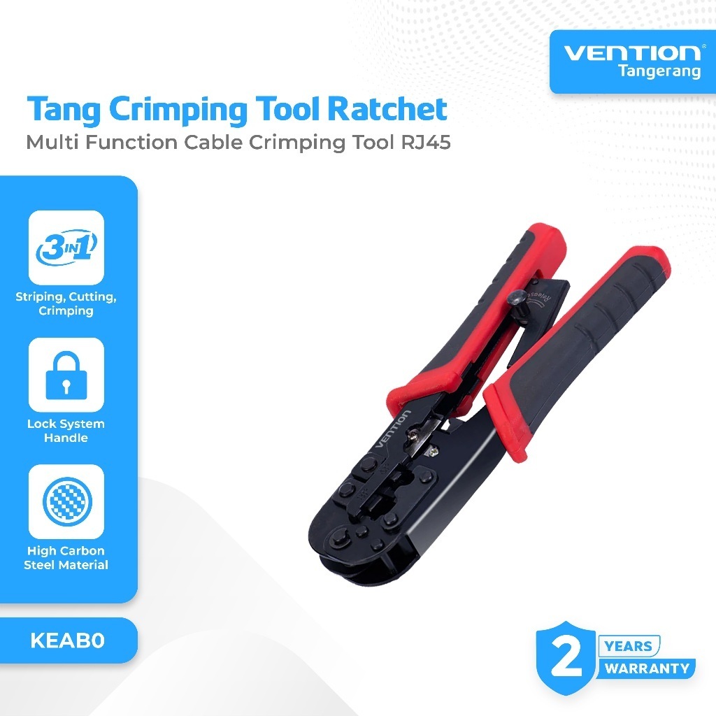 VENTION KEAB0 CRIMPING TOOL Ratchet Multi Function CABLE CRIMPING TOOL RJ45 RJ11 ปอกเปลือก LAN สายโท