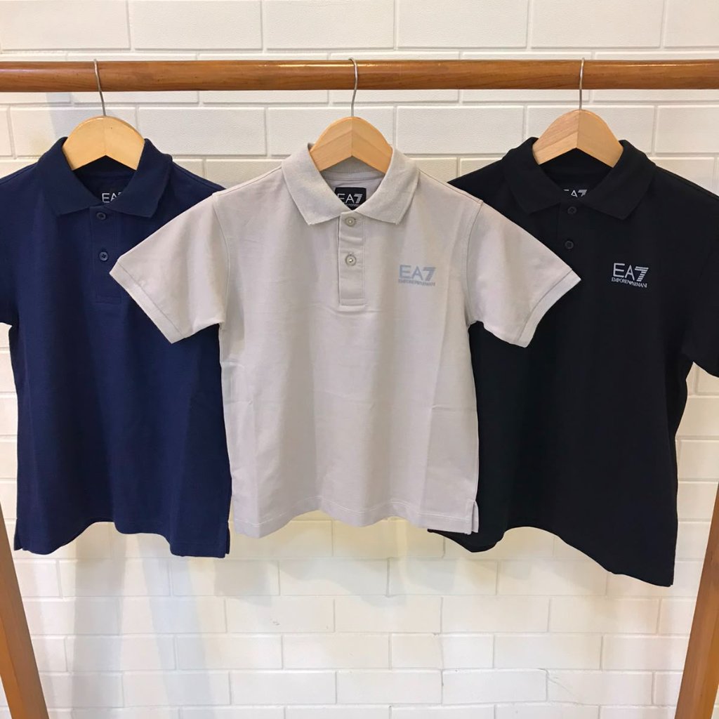 เสื้อยืดจูเนียร์ ea7 164323 - เสื้อยืดคอปกเด็กลายชุดพื้นฐานเรียบง่าย - MODE FO