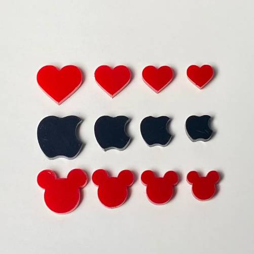 Onyx Gems 10 ชิ้น Love, Appel, MickeyMouse Clover 2 mm ขนาดและสีครบชุด