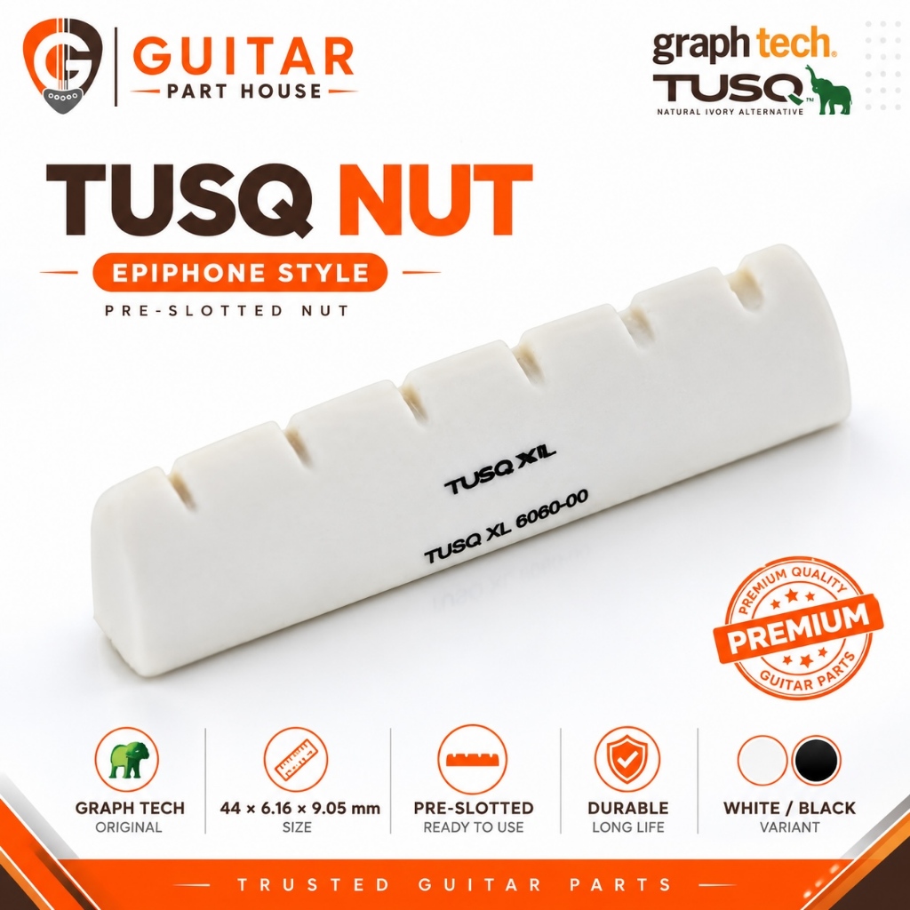 Graph Tech TUSQ PQL-600-0-00 Nut Slotted Epiphone Style 44 x 6.16 x 9.05 mm – สีขาว / ดํา