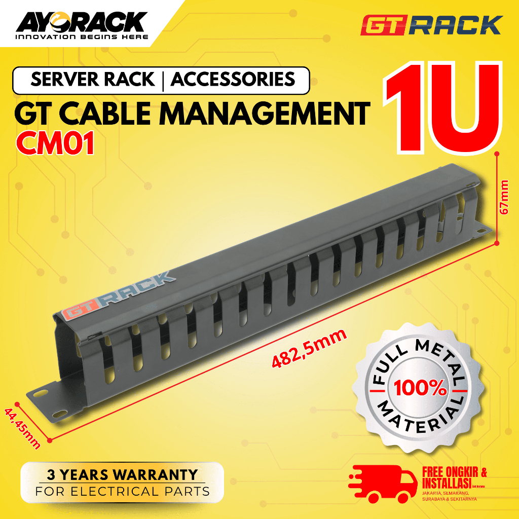 การจัดการสายเคเบิล 1U CM01 – CABLE LINE SERVER RACK – HORIZONTAL CABLE ORGANIZER - อุปกรณ์เสริม SERV