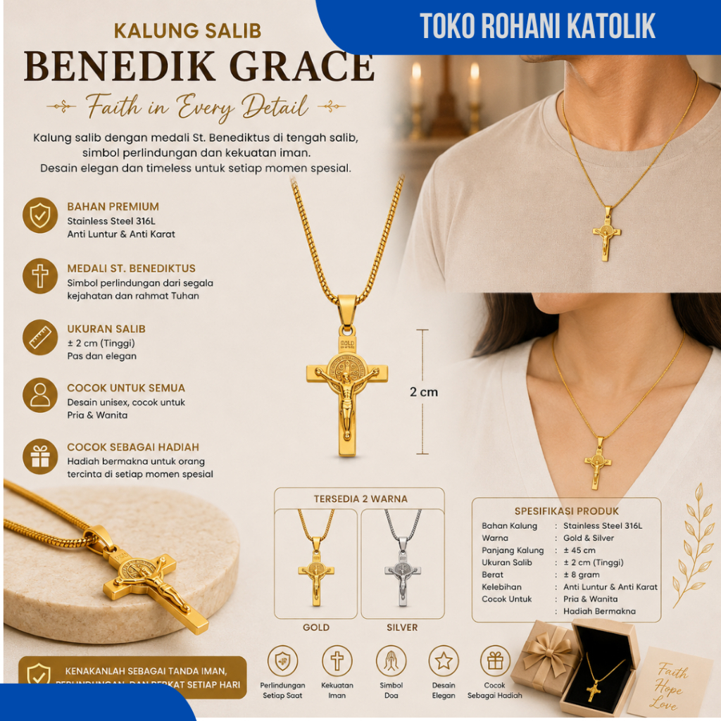 GRACE BENEDICT CROSS NECKLACE / CHRISTIAN ผู้หญิงและผู้ชาย CROSS NECKLACE
