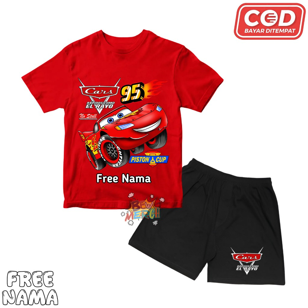 Cars Lightning McQueen ชุดเสื้อยืดและกางเกงเด็ก / รถยนต์ ชุดเสื้อยืดและกางเกงสําหรับเด็ก Lightning M