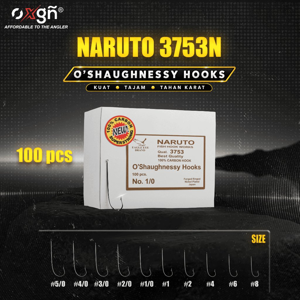 Naruto 3753N OShaughnessy Hook Fishing Hook 1 กล่องบรรจุ 100 ชิ้น