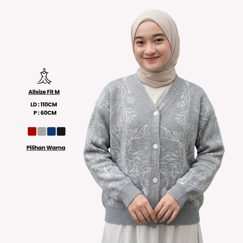 NUNA CARDIGAN ผู้หญิง WITH FLOWER MOTIF, คุณภาพดี, OUTLINE PARISA