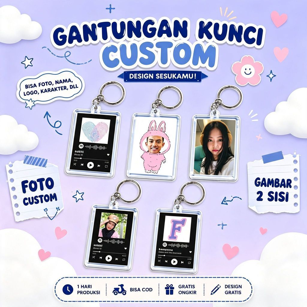 GUNDAN SPOTIFY CUSTOM KEYCHAIN / CUSTOM PHOTO ACRYLIC KEYCHAIN