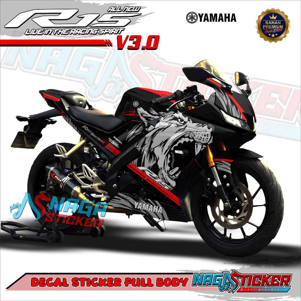 Decal R15 V3 สติกเกอร์ Full Body Yamaha YZF - R15 V3.0 Motif รหัส RV313 ออกแบบสามารถปรับแต่งรูปลอกรถ