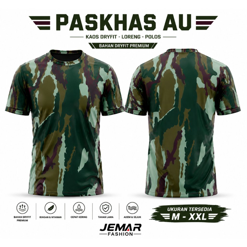 [JEMAR FASHION] เสื้อยืดแขนสั้นลายพราง Pakhas TNI AU