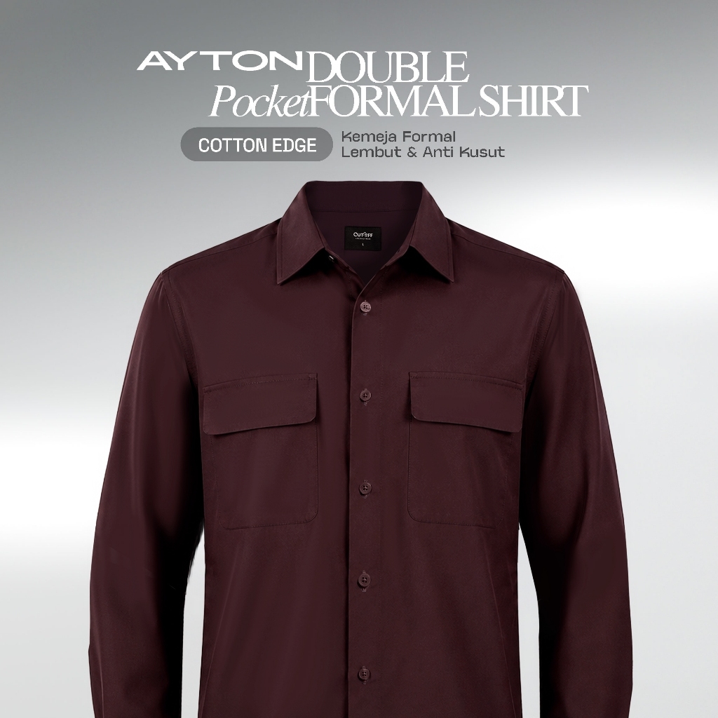 KEMEJA CUTOFF Ayton Double Pocket Official Shirt เสื้อทํางานผ้าฝ้ายธรรมดายาวผู้ชาย