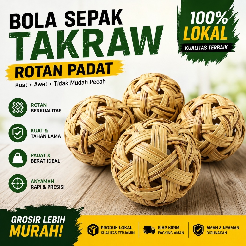 LOKAL TAKRAW RATTAN - ลูกฟุตบอลตะกร้อหวายทึบท้องถิ่น