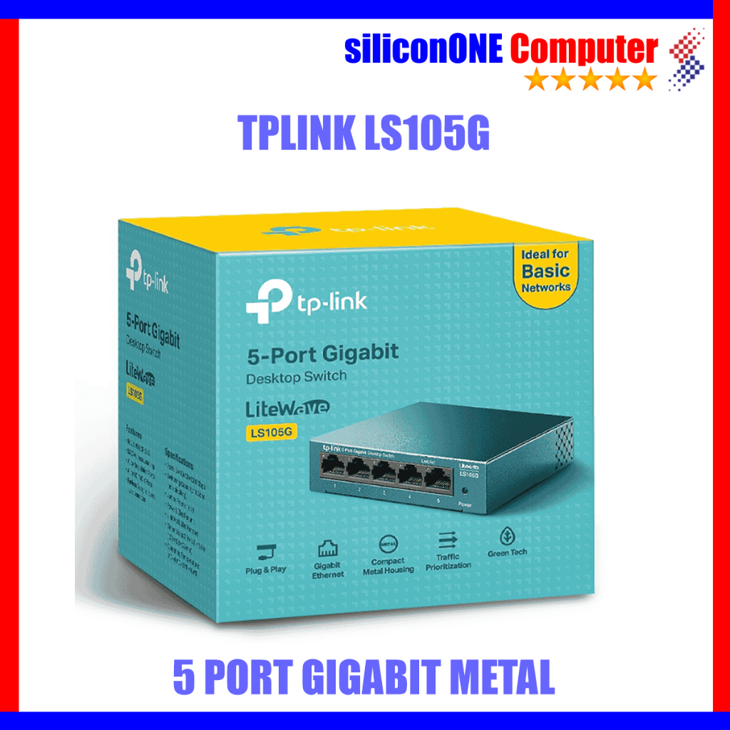 TP-Link LS105G - 5 PORT Gigabit Metal 10/100/1000 Mbps LS-105G 1005 TPLINK