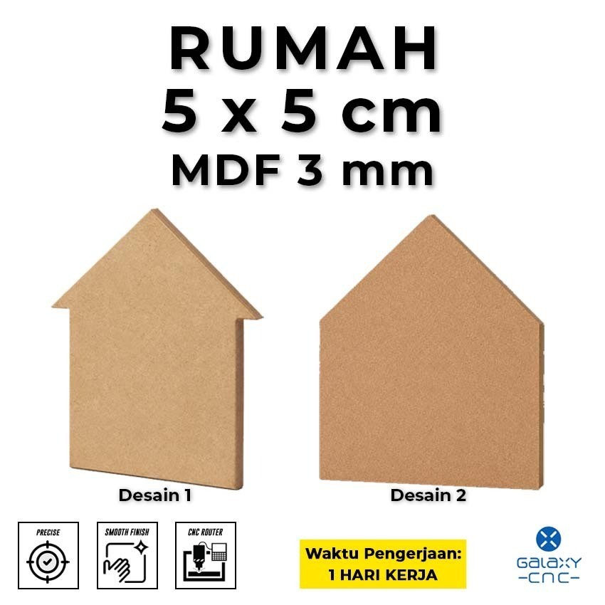 Home 5 x 5 cm - MDF 3 mm - จอแสดงผลเราเตอร์ CNC Craft Laser Cut