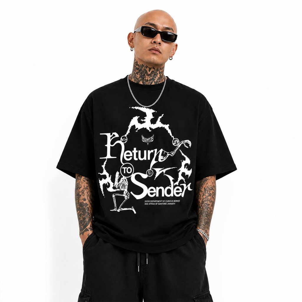 Black Return To Sente T-Shirt PREMIUM ADULT MENS T-SHIRT | เสื้อยืด RETURN TO SENDER | เสื้อยืดผู้ชา